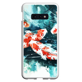 Чехол для Samsung S10E с принтом Koi Fish (карпы кои) , Силикон | Область печати: задняя сторона чехла, без боковых панелей | Тематика изображения на принте: bright | brocade | carp | color | decorative | depth | exotic | fish | koi | koi fish | sea | water | вода | глубина | декоративные | карпы | кои | море | парчовый | рыбки | цвет | экзотические | яркий