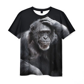 Мужская футболка 3D с принтом ЕГЭ , 100% полиэфир | прямой крой, круглый вырез горловины, длина до линии бедер | егэ | обезьяна | шимпанзе | школа | экзамен | экзамены