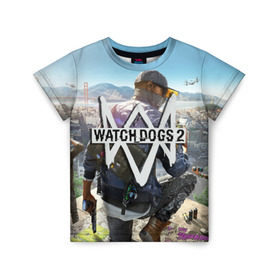 Детская футболка 3D с принтом Watch Dogs 2 , 100% гипоаллергенный полиэфир | прямой крой, круглый вырез горловины, длина до линии бедер, чуть спущенное плечо, ткань немного тянется | Тематика изображения на принте: watchdogs