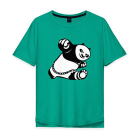 Мужская футболка хлопок Oversize с принтом Панда , 100% хлопок | свободный крой, круглый ворот, “спинка” длиннее передней части | кунг фу | мульт | панда