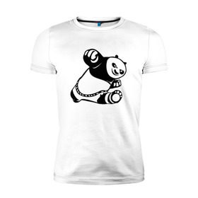 Мужская футболка премиум с принтом Панда , 92% хлопок, 8% лайкра | приталенный силуэт, круглый вырез ворота, длина до линии бедра, короткий рукав | кунг фу | мульт | панда