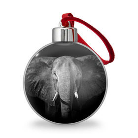 Ёлочный шар с принтом Слон , Пластик | Диаметр: 77 мм | Тематика изображения на принте: animal | big | black   white | elephant | wild | большой | дикий | животное | слон | черно   белый
