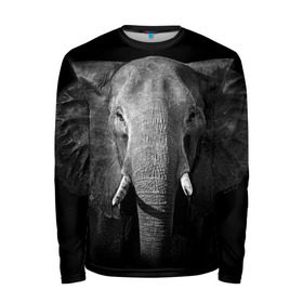 Мужской лонгслив 3D с принтом Слон , 100% полиэстер | длинные рукава, круглый вырез горловины, полуприлегающий силуэт | animal | big | black   white | elephant | wild | большой | дикий | животное | слон | черно   белый