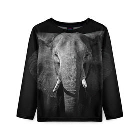 Детский лонгслив 3D с принтом Слон , 100% полиэстер | длинные рукава, круглый вырез горловины, полуприлегающий силуэт
 | animal | big | black   white | elephant | wild | большой | дикий | животное | слон | черно   белый