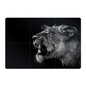 Магнитный плакат 3Х2 с принтом Львица , Полимерный материал с магнитным слоем | 6 деталей размером 9*9 см | animal | fangs | head | lion | lioness | predator | teeth | wild | голова | дикая | животное | клыки | лев | львица | оскал | хищник