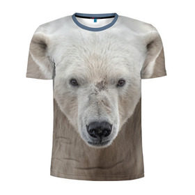 Мужская футболка 3D спортивная с принтом Белый медведь , 100% полиэстер с улучшенными характеристиками | приталенный силуэт, круглая горловина, широкие плечи, сужается к линии бедра | Тематика изображения на принте: animal | bear | eyes | head | north | polar | predator | white | wild | белый | взгляд | голова | дикий | животное | медведь | полярный | север | хищник