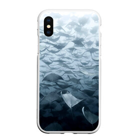 Чехол для iPhone XS Max матовый с принтом Электрические скаты , Силикон | Область печати: задняя сторона чехла, без боковых панелей | depth | fish | lot | ocean | power | rays | school | sea | water | вода | глубина | косяк | много | море | океан | рыбы | скаты | электрические
