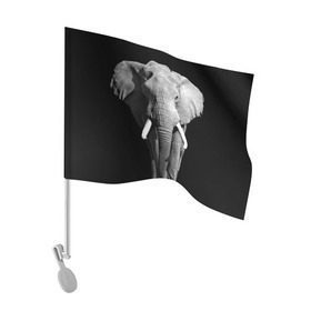 Флаг для автомобиля с принтом Слон , 100% полиэстер | Размер: 30*21 см | africa | big | black   white | elephant is an animal | shroud | tusks | африка | бивни | большой | животное | идет | савана | слон | черно   белый