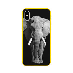 Чехол для Apple iPhone X силиконовый матовый с принтом Слон , Силикон | Печать на задней стороне чехла, без боковой панели | africa | big | black   white | elephant is an animal | shroud | tusks | африка | бивни | большой | животное | идет | савана | слон | черно   белый