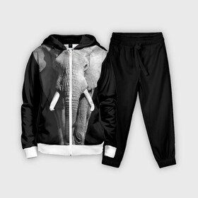 Детский костюм 3D с принтом Слон ,  |  | africa | big | black   white | elephant is an animal | shroud | tusks | африка | бивни | большой | животное | идет | савана | слон | черно   белый