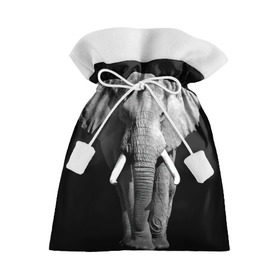 Подарочный 3D мешок с принтом Слон , 100% полиэстер | Размер: 29*39 см | africa | big | black   white | elephant is an animal | shroud | tusks | африка | бивни | большой | животное | идет | савана | слон | черно   белый