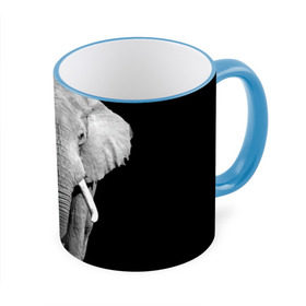 Кружка 3D с принтом Слон , керамика | ёмкость 330 мл | africa | big | black   white | elephant is an animal | shroud | tusks | африка | бивни | большой | животное | идет | савана | слон | черно   белый