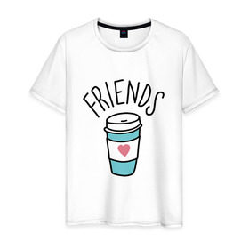 Мужская футболка хлопок с принтом best friends , 100% хлопок | прямой крой, круглый вырез горловины, длина до линии бедер, слегка спущенное плечо. | coffee | friends | hamburger | еда | кофе | парные