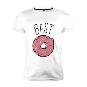 Мужская футболка премиум с принтом best friends , 92% хлопок, 8% лайкра | приталенный силуэт, круглый вырез ворота, длина до линии бедра, короткий рукав | coffee | donuts | food | friends | друзья | кофе | парные | пончик