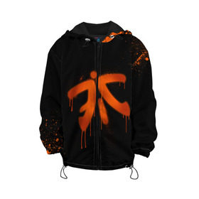 Детская куртка 3D с принтом cs:go - Fnatic (Black collection) , 100% полиэстер | застежка — молния, подол и капюшон оформлены резинкой с фиксаторами, по бокам — два кармана без застежек, один потайной карман на груди, плотность верхнего слоя — 90 г/м2; плотность флисового подклада — 260 г/м2 | Тематика изображения на принте: 0x000000123 | cs | csgo | fnatic | кс | ксго | фнатик