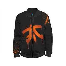 Детский бомбер 3D с принтом cs:go - Fnatic (Black collection) , 100% полиэстер | застегивается на молнию, по бокам два кармана без застежек, мягкие манжеты, по низу бомбера и на воротнике — эластичная резинка | 0x000000123 | cs | csgo | fnatic | кс | ксго | фнатик