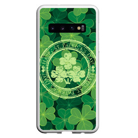 Чехол для Samsung Galaxy S10 с принтом Ireland Happy St Patricks Day , Силикон | Область печати: задняя сторона чехла, без боковых панелей | background | clover | four | green | happy st. patricks day | holiday | ireland | leaf | petal | plant | print | зеленый | ирландия | клевер | лепесток | лист | печать | праздник | растение | счастливого святого патрика | фон | четыре