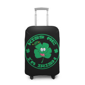 Чехол для чемодана 3D с принтом Ireland, Kiss me, I`m Irish , 86% полиэфир, 14% спандекс | двустороннее нанесение принта, прорези для ручек и колес | animation | background | black | clover | four | green | hat | im irish | ireland | kiss me | leaf | petal | printing | smile | анимация | зелёный | ирландец | ирландия | клевер | лепесток | листок | меня | печать | поцелуй | улыбка | фон | черный | четыр