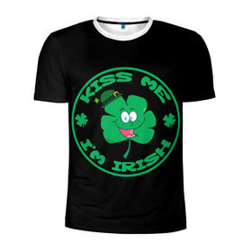 Мужская футболка 3D спортивная с принтом Ireland, Kiss me, I`m Irish , 100% полиэстер с улучшенными характеристиками | приталенный силуэт, круглая горловина, широкие плечи, сужается к линии бедра | animation | background | black | clover | four | green | hat | im irish | ireland | kiss me | leaf | petal | printing | smile | анимация | зелёный | ирландец | ирландия | клевер | лепесток | листок | меня | печать | поцелуй | улыбка | фон | черный | четыр
