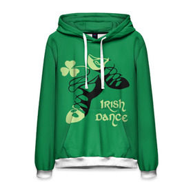 Мужская толстовка 3D с принтом Ireland, Irish dance , 100% полиэстер | двухслойный капюшон со шнурком для регулировки, мягкие манжеты на рукавах и по низу толстовки, спереди карман-кенгуру с мягким внутренним слоем. | background | black | clover | dance | green | ireland | irish | petal | soft shoes | зеленый | ирландия | ирландский | клевер | лепесток | мягкая | обувь | танец | фон | черная