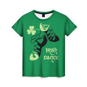 Женская футболка 3D с принтом Ireland, Irish dance , 100% полиэфир ( синтетическое хлопкоподобное полотно) | прямой крой, круглый вырез горловины, длина до линии бедер | Тематика изображения на принте: background | black | clover | dance | green | ireland | irish | petal | soft shoes | зеленый | ирландия | ирландский | клевер | лепесток | мягкая | обувь | танец | фон | черная