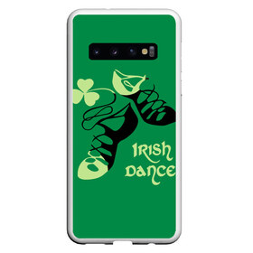 Чехол для Samsung Galaxy S10 с принтом Ireland Irish dance , Силикон | Область печати: задняя сторона чехла, без боковых панелей | background | black | clover | dance | green | ireland | irish | petal | soft shoes | зеленый | ирландия | ирландский | клевер | лепесток | мягкая | обувь | танец | фон | черная