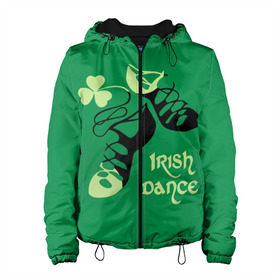 Женская куртка 3D с принтом Ireland, Irish dance , ткань верха — 100% полиэстер, подклад — флис | прямой крой, подол и капюшон оформлены резинкой с фиксаторами, два кармана без застежек по бокам, один большой потайной карман на груди. Карман на груди застегивается на липучку | background | black | clover | dance | green | ireland | irish | petal | soft shoes | зеленый | ирландия | ирландский | клевер | лепесток | мягкая | обувь | танец | фон | черная