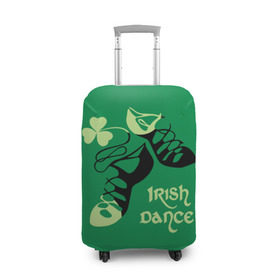 Чехол для чемодана 3D с принтом Ireland, Irish dance , 86% полиэфир, 14% спандекс | двустороннее нанесение принта, прорези для ручек и колес | background | black | clover | dance | green | ireland | irish | petal | soft shoes | зеленый | ирландия | ирландский | клевер | лепесток | мягкая | обувь | танец | фон | черная