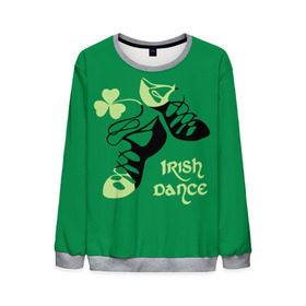 Мужской свитшот 3D с принтом Ireland, Irish dance , 100% полиэстер с мягким внутренним слоем | круглый вырез горловины, мягкая резинка на манжетах и поясе, свободная посадка по фигуре | background | black | clover | dance | green | ireland | irish | petal | soft shoes | зеленый | ирландия | ирландский | клевер | лепесток | мягкая | обувь | танец | фон | черная