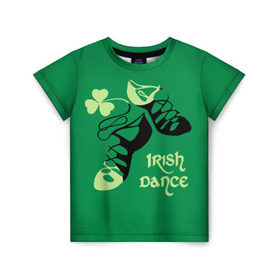Детская футболка 3D с принтом Ireland, Irish dance , 100% гипоаллергенный полиэфир | прямой крой, круглый вырез горловины, длина до линии бедер, чуть спущенное плечо, ткань немного тянется | Тематика изображения на принте: background | black | clover | dance | green | ireland | irish | petal | soft shoes | зеленый | ирландия | ирландский | клевер | лепесток | мягкая | обувь | танец | фон | черная