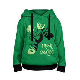 Детская толстовка 3D с принтом Ireland, Irish dance , 100% полиэстер | двухслойный капюшон со шнурком для регулировки, мягкие манжеты на рукавах и по низу толстовки, спереди карман-кенгуру с мягким внутренним слоем | Тематика изображения на принте: background | black | clover | dance | green | ireland | irish | petal | soft shoes | зеленый | ирландия | ирландский | клевер | лепесток | мягкая | обувь | танец | фон | черная