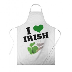 Фартук 3D с принтом Ireland, I love Irish , 100% полиэстер | общий размер — 65 х 85 см, ширина нагрудника — 26 см, горловина — 53 см, длина завязок — 54 см, общий обхват в поясе — 173 см. Принт на завязках и на горловине наносится с двух сторон, на основной части фартука — только с внешней стороны | 