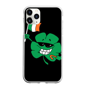 Чехол для iPhone 11 Pro матовый с принтом Ирландия клевер с флагом , Силикон |  | animation | background | black | clover | flag | ireland | smile | stick | teeth | анимация | зубы | ирландия | клевер | очки | палка | улыбка | флаг | фон | черный