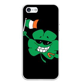 Чехол для iPhone 5/5S матовый с принтом Ирландия клевер с флагом , Силикон | Область печати: задняя сторона чехла, без боковых панелей | animation | background | black | clover | flag | ireland | smile | stick | teeth | анимация | зубы | ирландия | клевер | очки | палка | улыбка | флаг | фон | черный