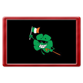 Магнит 45*70 с принтом Ирландия, клевер с флагом , Пластик | Размер: 78*52 мм; Размер печати: 70*45 | animation | background | black | clover | flag | ireland | smile | stick | teeth | анимация | зубы | ирландия | клевер | очки | палка | улыбка | флаг | фон | черный