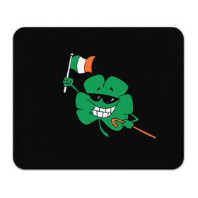 Коврик прямоугольный с принтом Ирландия, клевер с флагом , натуральный каучук | размер 230 х 185 мм; запечатка лицевой стороны | animation | background | black | clover | flag | ireland | smile | stick | teeth | анимация | зубы | ирландия | клевер | очки | палка | улыбка | флаг | фон | черный