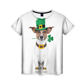 Женская футболка 3D с принтом Ирландия , 100% полиэфир ( синтетическое хлопкоподобное полотно) | прямой крой, круглый вырез горловины, длина до линии бедер | animal | breed | clover | dog | folk | fun | funny | hat | hero | ireland | irish | saint patrick | герой | животное | ирландия | ирландский | клевер | народный | порода | прикол | святой патрик | собака | шляпа | шутка