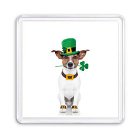 Магнит 55*55 с принтом Ирландия , Пластик | Размер: 65*65 мм; Размер печати: 55*55 мм | Тематика изображения на принте: animal | breed | clover | dog | folk | fun | funny | hat | hero | ireland | irish | saint patrick | герой | животное | ирландия | ирландский | клевер | народный | порода | прикол | святой патрик | собака | шляпа | шутка