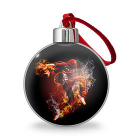 Ёлочный шар с принтом Огненный танец , Пластик | Диаметр: 77 мм | background | black | dance | dancer | energy | fire | flame | flying | male | мужчина | огненный | пламя | полет | танец | танцор | фон | черный | энергия
