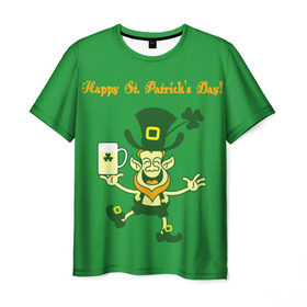 Мужская футболка 3D с принтом Ирландия , 100% полиэфир | прямой крой, круглый вырез горловины, длина до линии бедер | irish | st. patricks day | зеленый | ирландец | лепрекон