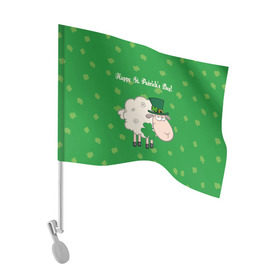 Флаг для автомобиля с принтом Ирландия , 100% полиэстер | Размер: 30*21 см | irish | sheep | st. patricks day | зеленый | ирландец | лепрекон | оваечка | овца