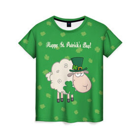 Женская футболка 3D с принтом Ирландия , 100% полиэфир ( синтетическое хлопкоподобное полотно) | прямой крой, круглый вырез горловины, длина до линии бедер | irish | sheep | st. patricks day | зеленый | ирландец | лепрекон | оваечка | овца