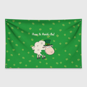Флаг-баннер с принтом Ирландия , 100% полиэстер | размер 67 х 109 см, плотность ткани — 95 г/м2; по краям флага есть четыре люверса для крепления | irish | sheep | st. patricks day | зеленый | ирландец | лепрекон | оваечка | овца