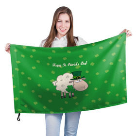 Флаг 3D с принтом Ирландия , 100% полиэстер | плотность ткани — 95 г/м2, размер — 67 х 109 см. Принт наносится с одной стороны | irish | sheep | st. patricks day | зеленый | ирландец | лепрекон | оваечка | овца