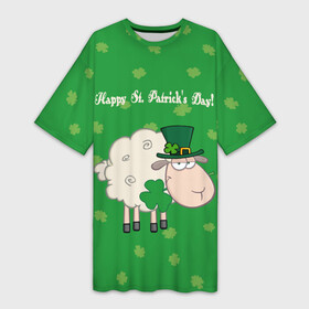 Платье-футболка 3D с принтом Ирландия ,  |  | irish | sheep | st. patricks day | зеленый | ирландец | лепрекон | оваечка | овца