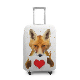 Чехол для чемодана 3D с принтом Влюбленная лиса , 86% полиэфир, 14% спандекс | двустороннее нанесение принта, прорези для ручек и колес | Тематика изображения на принте: animal | beast | fox | heart | love | orange | животное | зверь | лис | лиса | личиска | любовь | рыжая | сердце