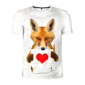 Мужская футболка 3D спортивная с принтом Влюбленная лиса , 100% полиэстер с улучшенными характеристиками | приталенный силуэт, круглая горловина, широкие плечи, сужается к линии бедра | Тематика изображения на принте: animal | beast | fox | heart | love | orange | животное | зверь | лис | лиса | личиска | любовь | рыжая | сердце