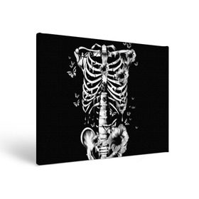 Холст прямоугольный с принтом Floral Skeleton , 100% ПВХ |  | Тематика изображения на принте: art | bone | dark | death | fashion | flower | hipster | skelet | skull | арт | грудь | кости | мода | ребра | скелет | стиль | темный | хипстер | цвет | череп