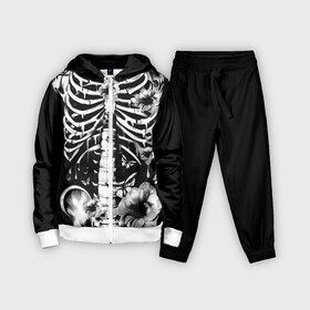 Детский костюм 3D с принтом Floral Skeleton ,  |  | art | bone | dark | death | fashion | flower | hipster | skelet | skull | арт | грудь | кости | мода | ребра | скелет | стиль | темный | хипстер | цвет | череп