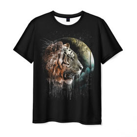 Мужская футболка 3D с принтом Космический тигр , 100% полиэфир | прямой крой, круглый вырез горловины, длина до линии бедер | animal | beast | cat | cosmic | galaxy | meow | moon | planet | roar | space | tiger | галактика | животное | зверь | космос | кот | кошка | луна | мяу | планета | рык | тигр | ярость